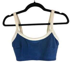 Aerie Womens Blue White Ribbed Trim Bralette Top Shelf Bra Scoop XS